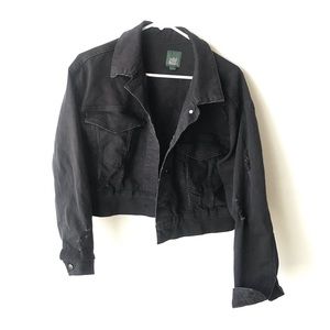 Cropped black denim jacket